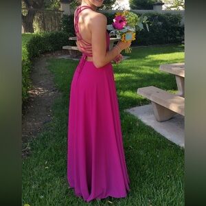 Lulu's Fuchsia Strappy Back Maxi Dress